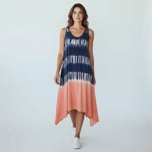 SPLENDID - KARPAZ TIE DYE - LONG WRAP DRESS -‎ ASYMMETRICAL - SIZE SMALL - B6